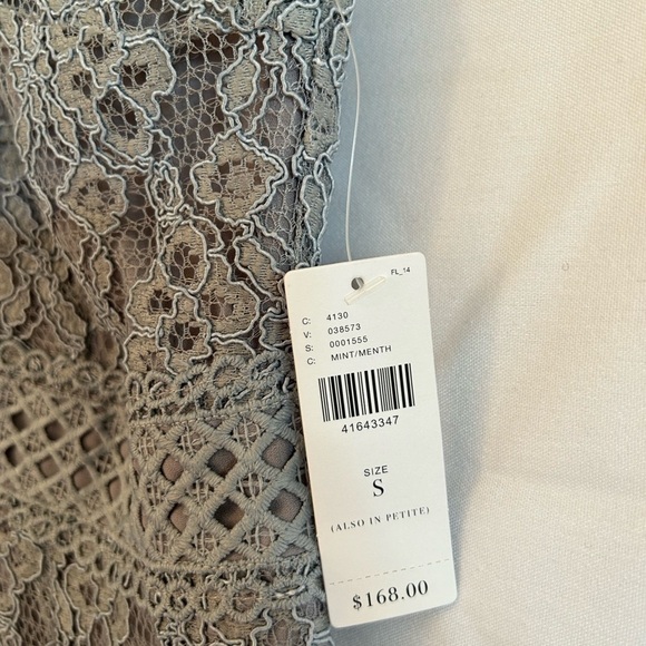 $168 Anthropologie Foxiedox Aquamarine Green Lace Halter Sleeveless Mini size S - Picture 6 of 10